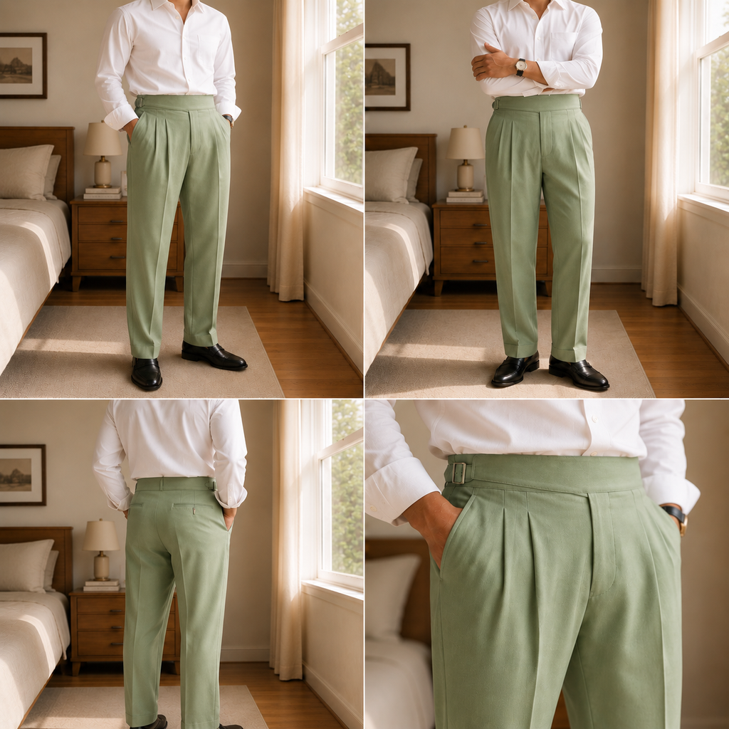 Mint Green Classic Double Buckle Gurkha Pant By Sartorio Nero