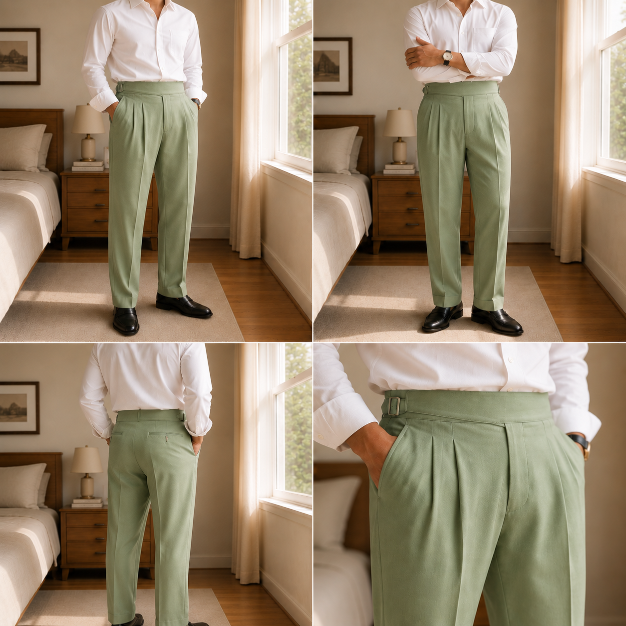 Mint Green Classic Double Buckle Gurkha Pant By Sartorio Nero