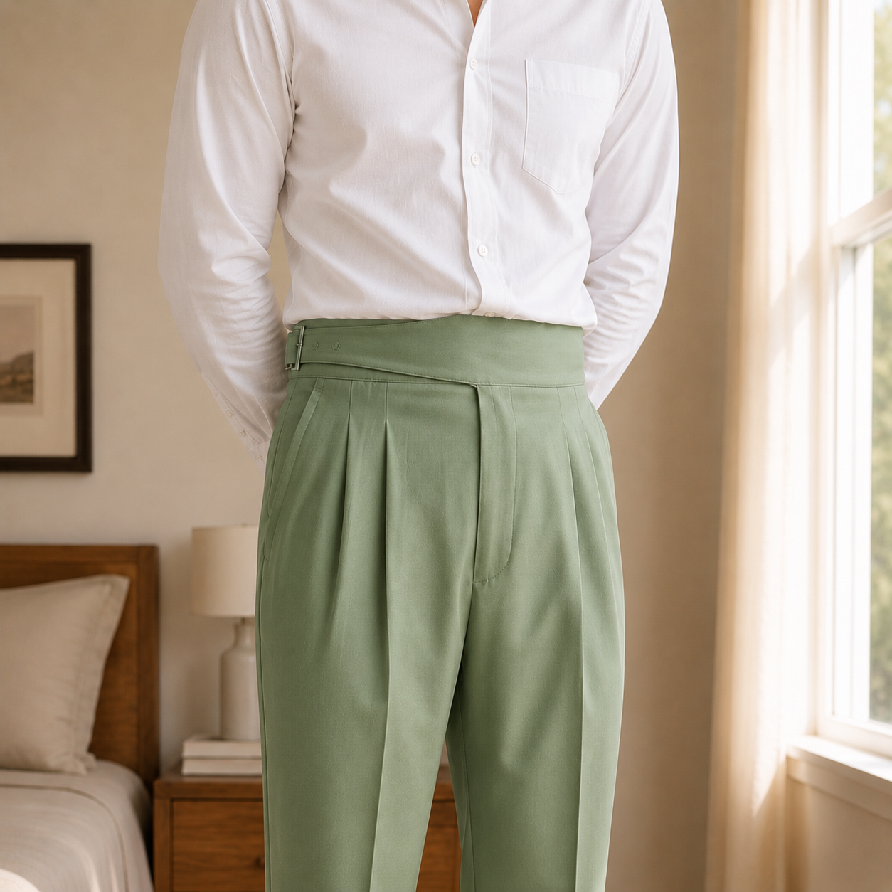 Mint Green Classic Double Buckle Gurkha Pant By Sartorio Nero