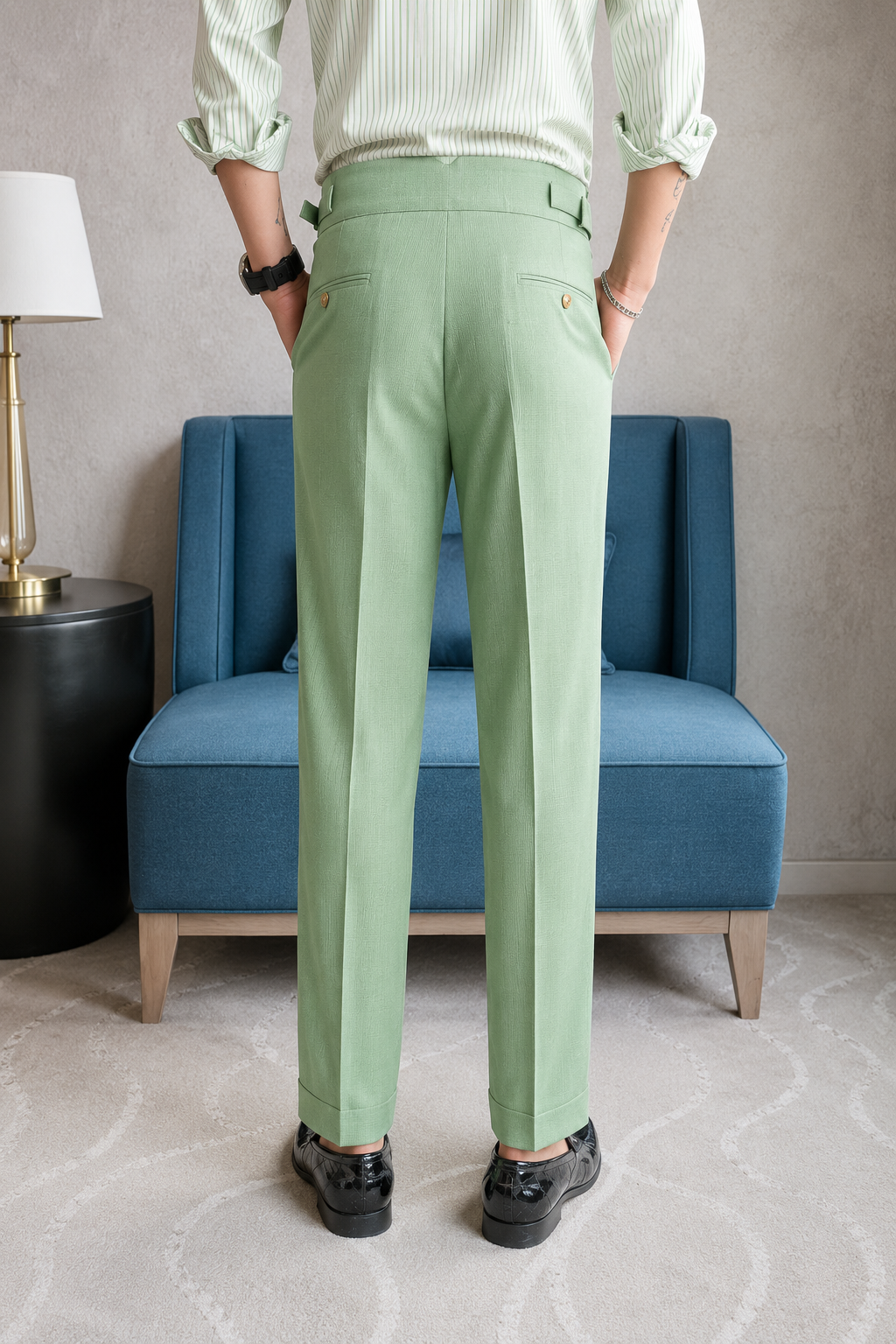 Mint Green Exotic Gurkha Pant By Sartorio Nero