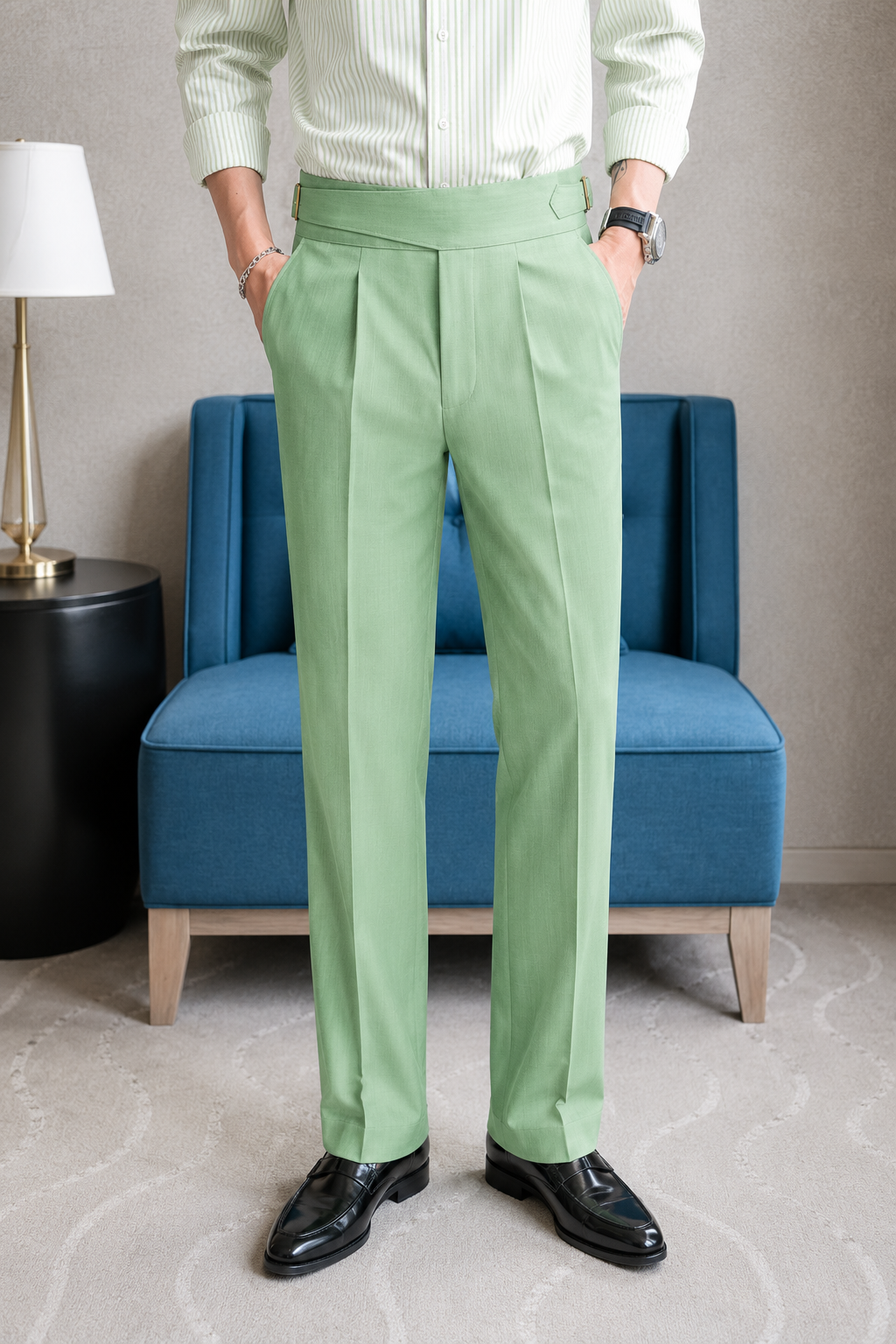 Mint Green Exotic Gurkha Pant By Sartorio Nero