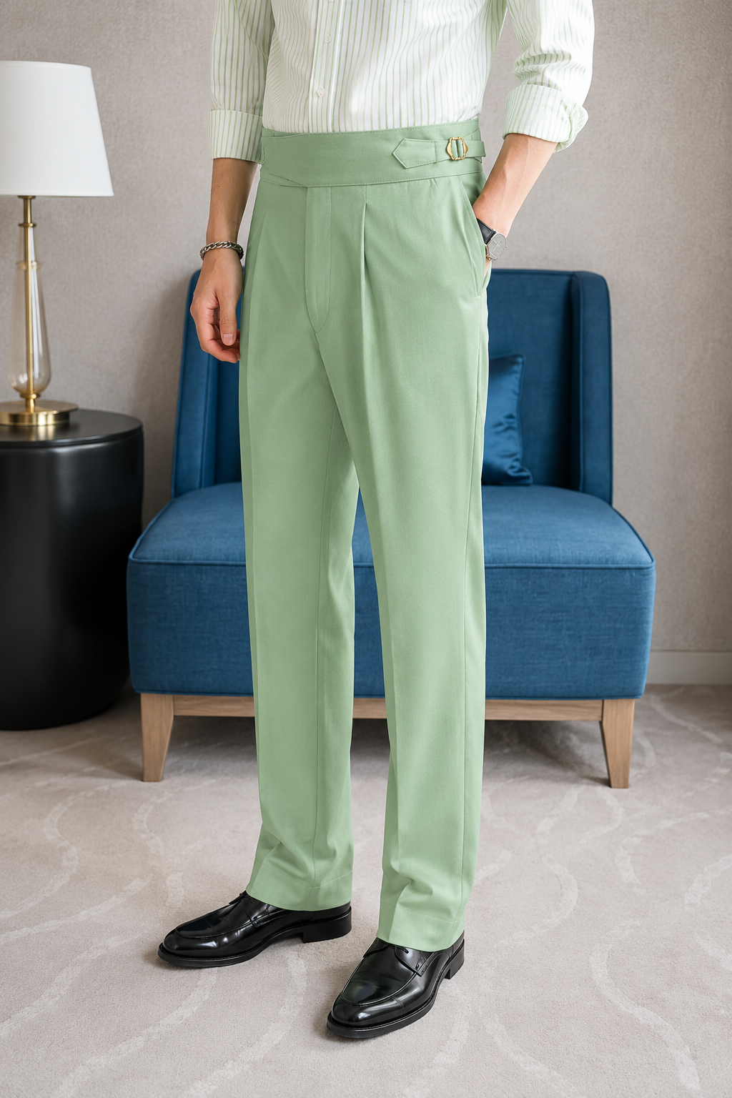 Mint Green Exotic Gurkha Pant By Sartorio Nero