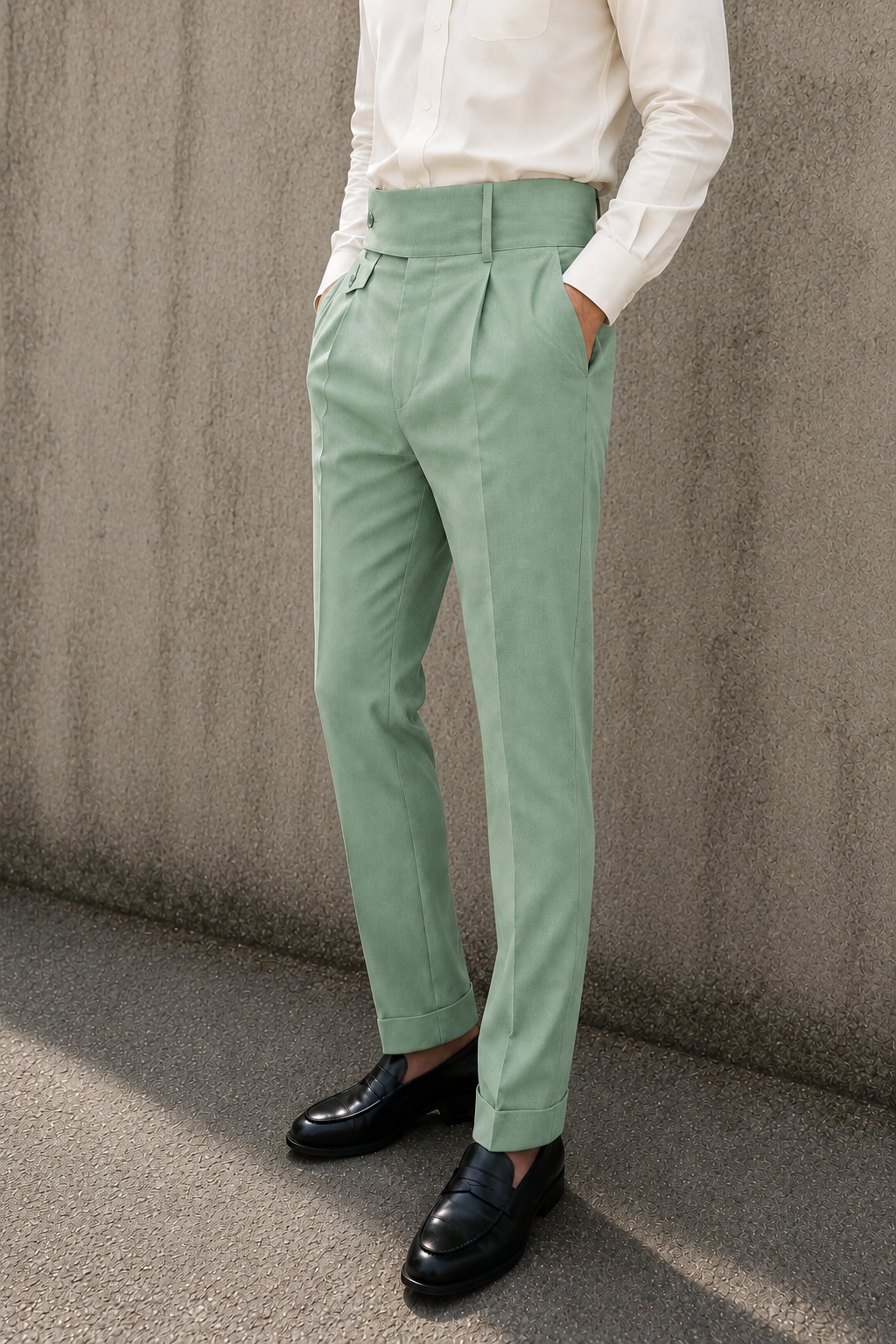Mint Green Flap Signature Gurkha Pant By Sartorio Nero