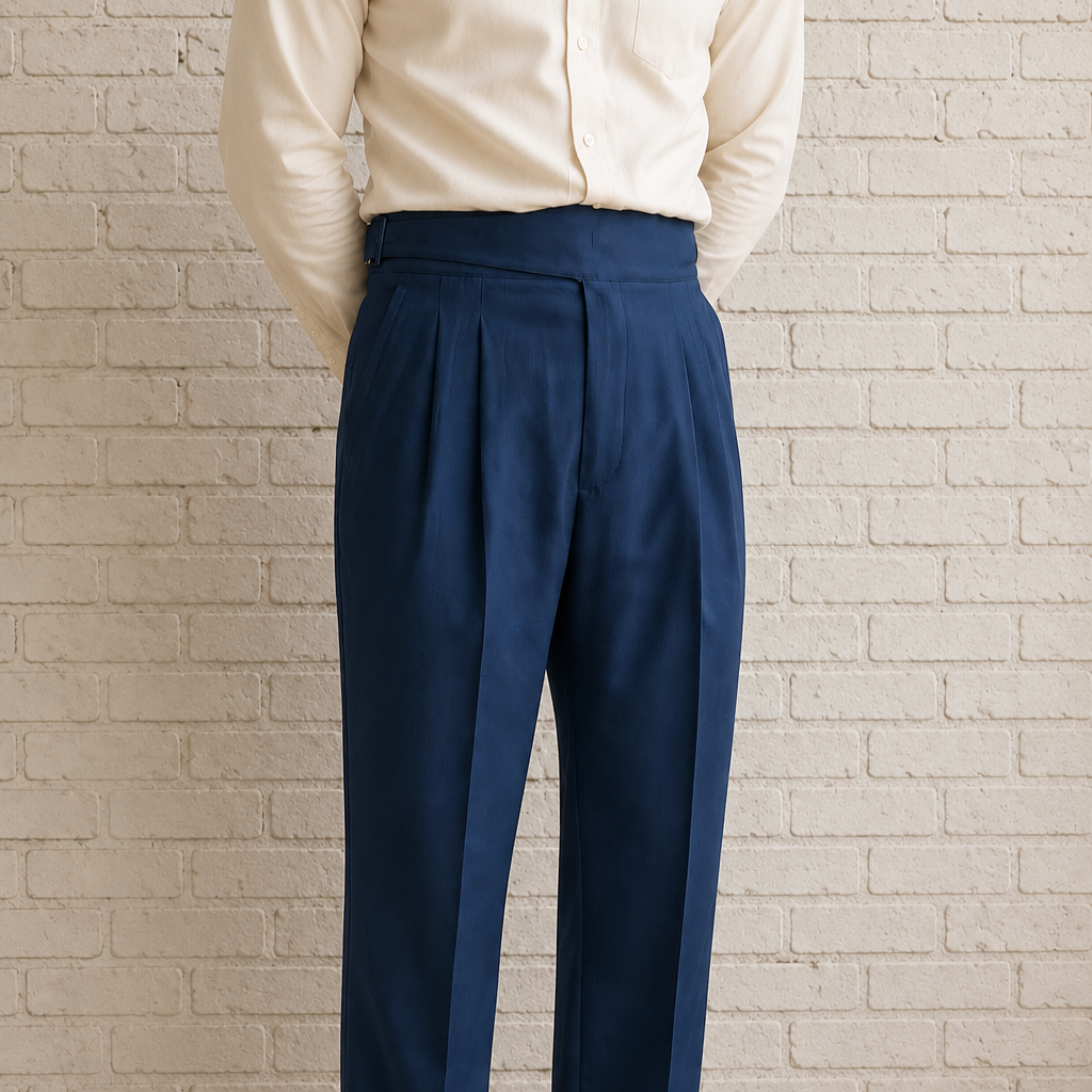 Navy Blue Classic Double Buckle Gurkha Pant By Sartorio Nero