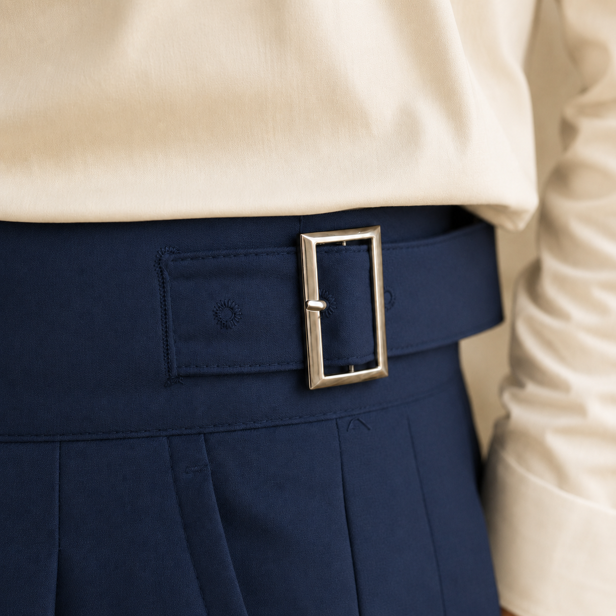 Navy Blue Classic Double Buckle Gurkha Pant By Sartorio Nero