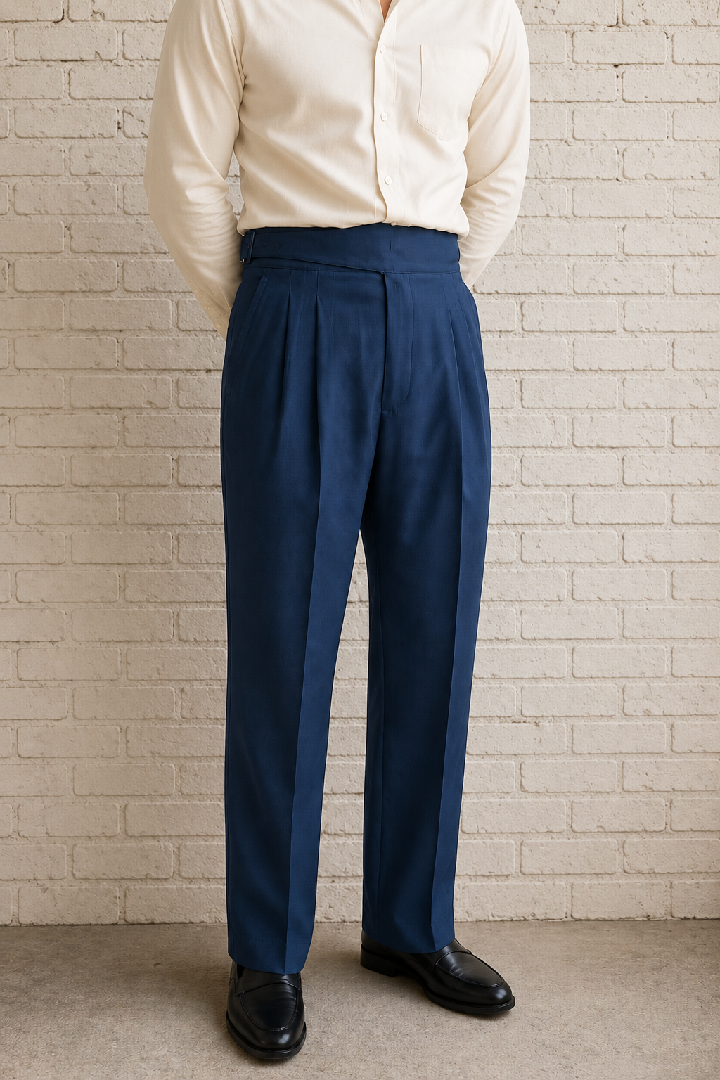 Navy Blue Classic Double Buckle Gurkha Pant By Sartorio Nero