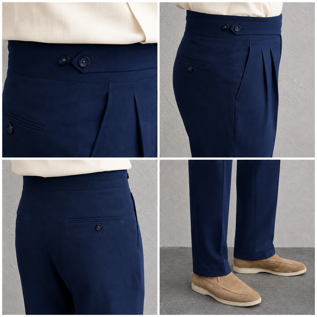 Navy Blue Classic Double Button Gurkha Pant By Sartorio Nero