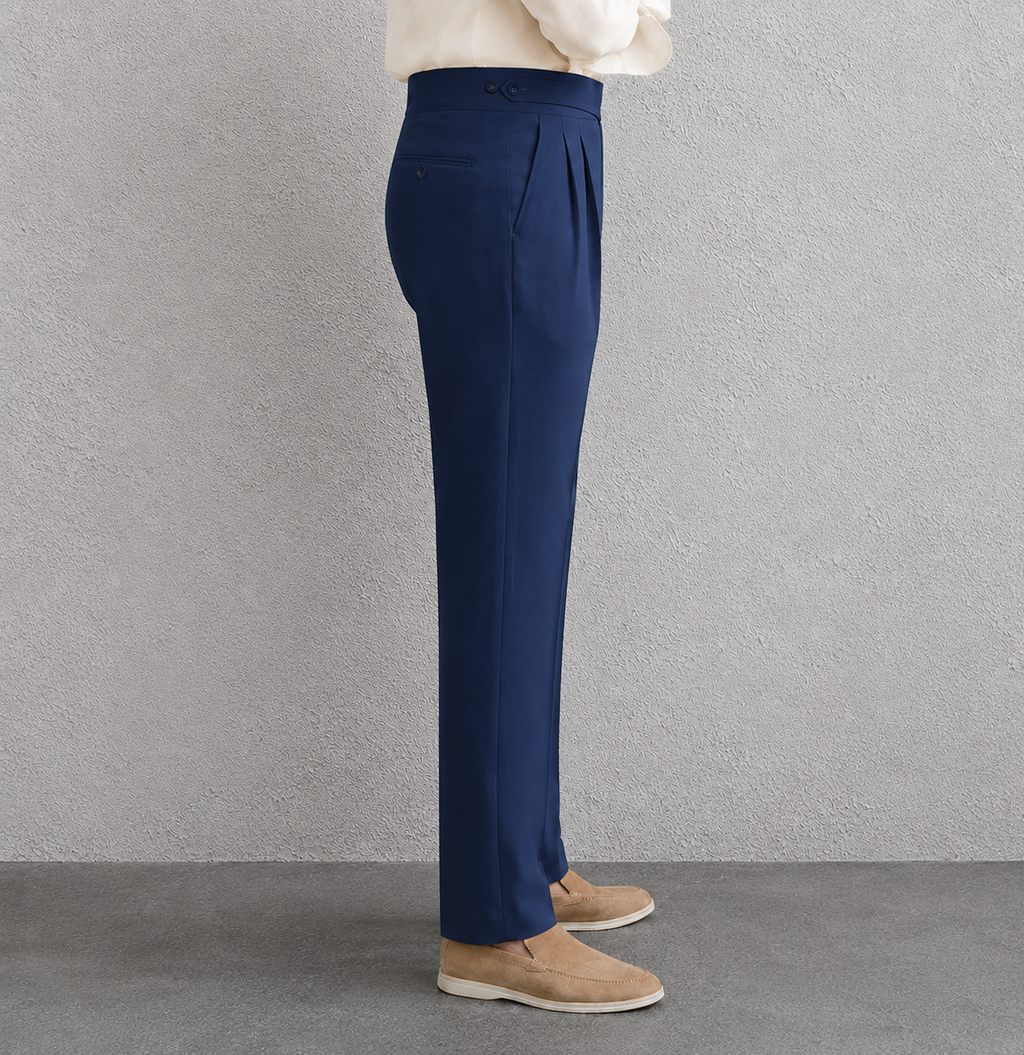 Navy Blue Classic Double Button Gurkha Pant By Sartorio Nero