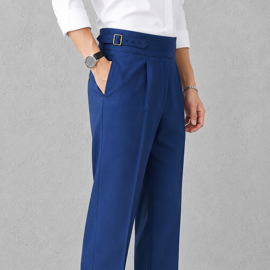 Navy Blue Exotic Gurkha Pant By Sartorio Nero