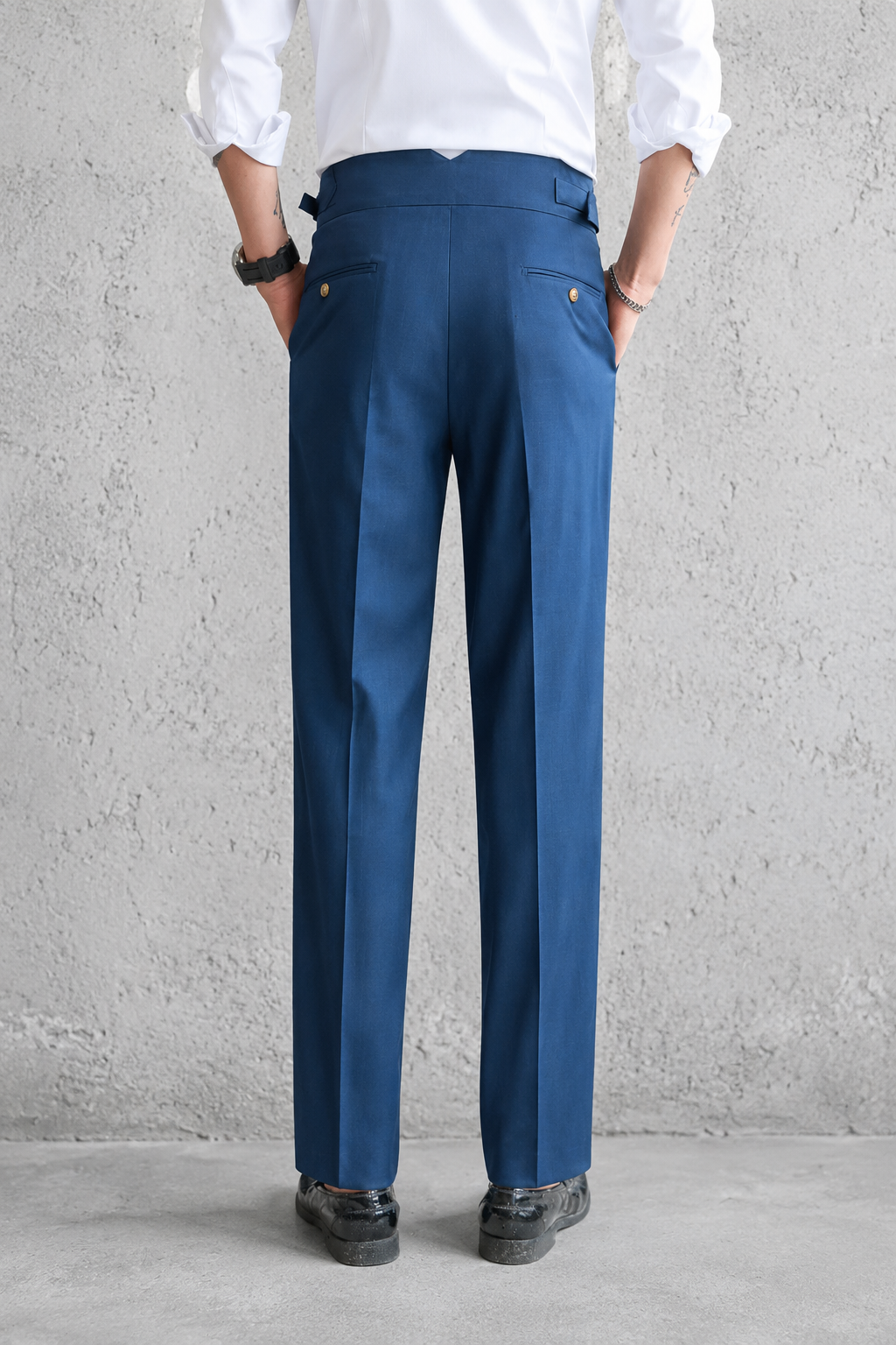 Navy Blue Exotic Gurkha Pant By Sartorio Nero