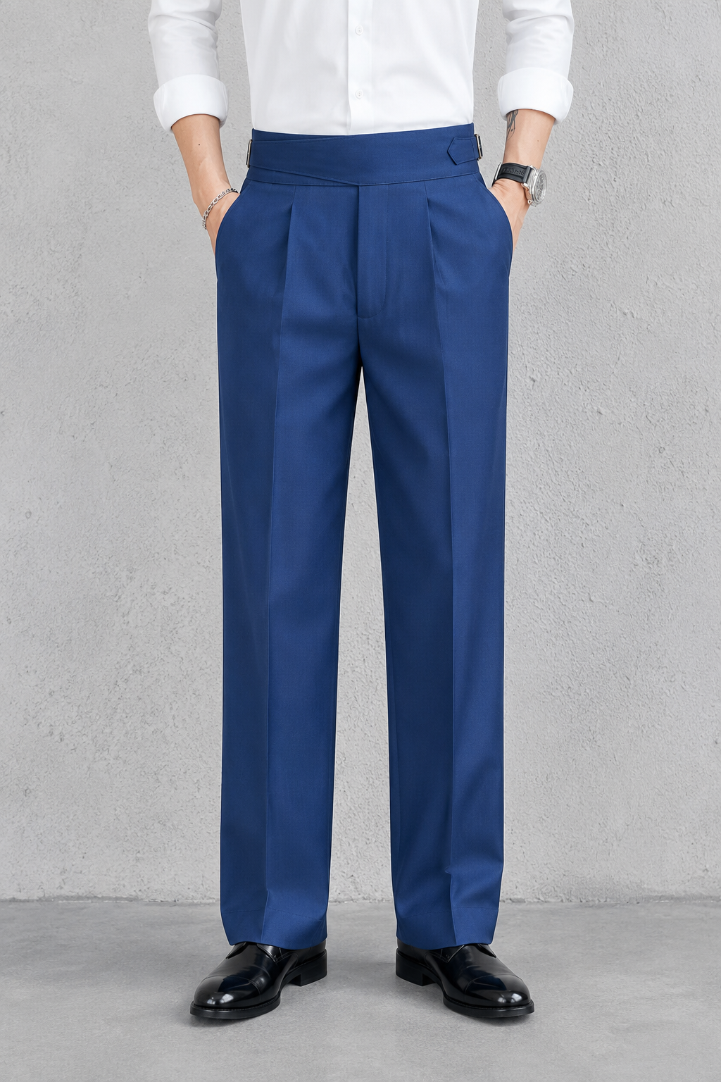 Navy Blue Exotic Gurkha Pant By Sartorio Nero