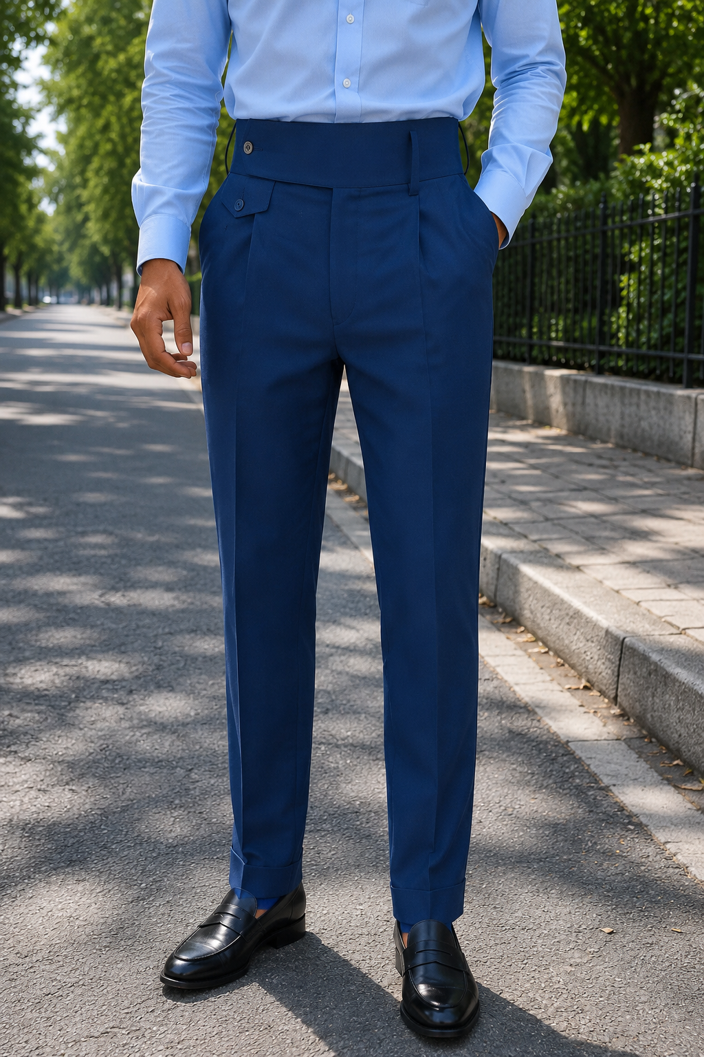 Navy Blue Flap Signature Gurkha Pant By Sartorio Nero