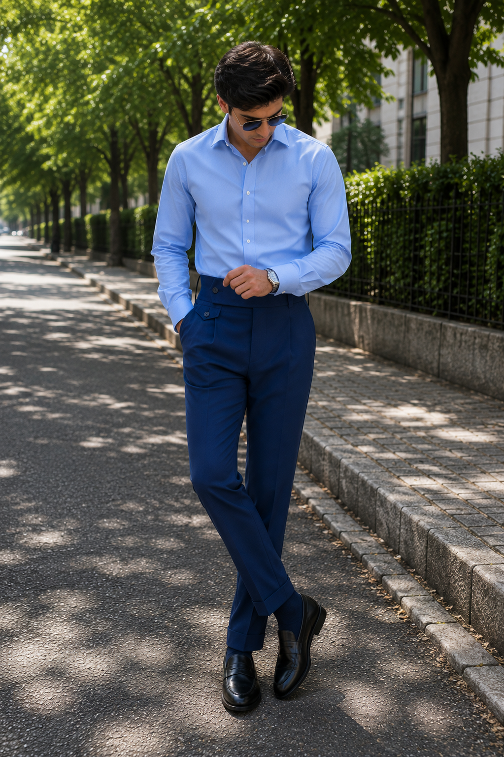 Navy Blue Flap Signature Gurkha Pant By Sartorio Nero