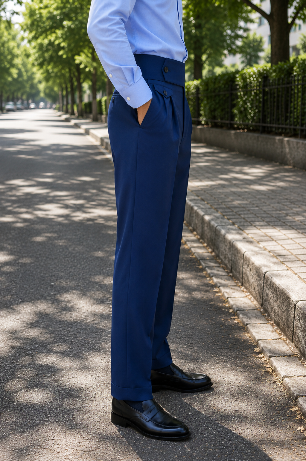 Navy Blue Flap Signature Gurkha Pant By Sartorio Nero