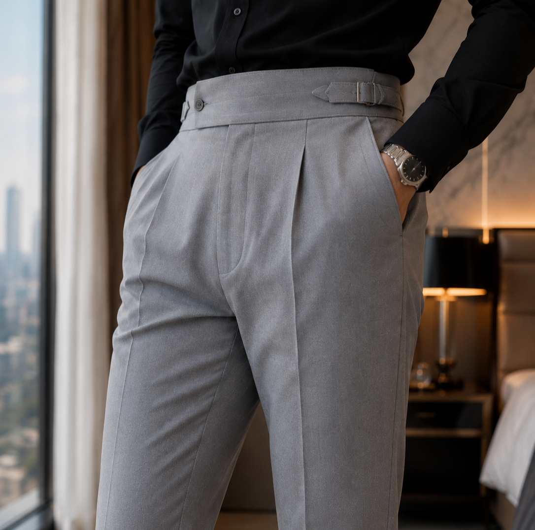 Grey Signature Buttoned Gurkh Pant By Sartorio Nero