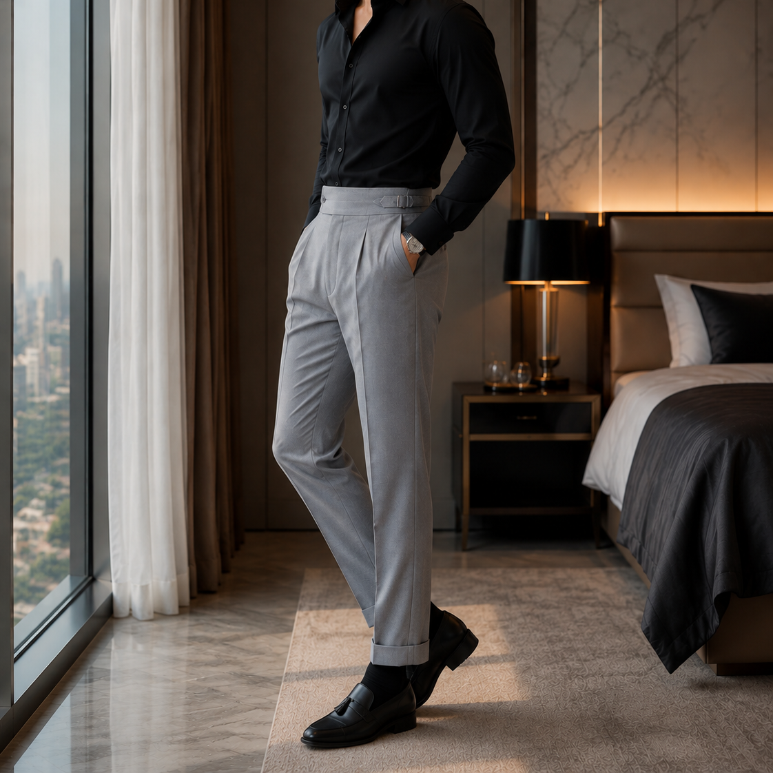 Grey Signature Buttoned Gurkh Pant By Sartorio Nero