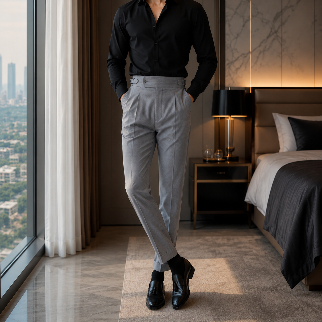 Grey Signature Buttoned Gurkh Pant By Sartorio Nero