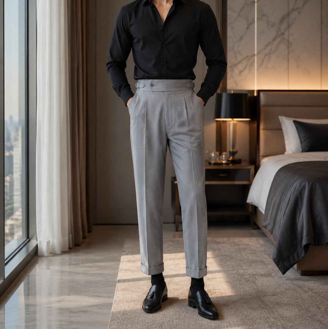 Grey Signature Buttoned Gurkh Pant By Sartorio Nero