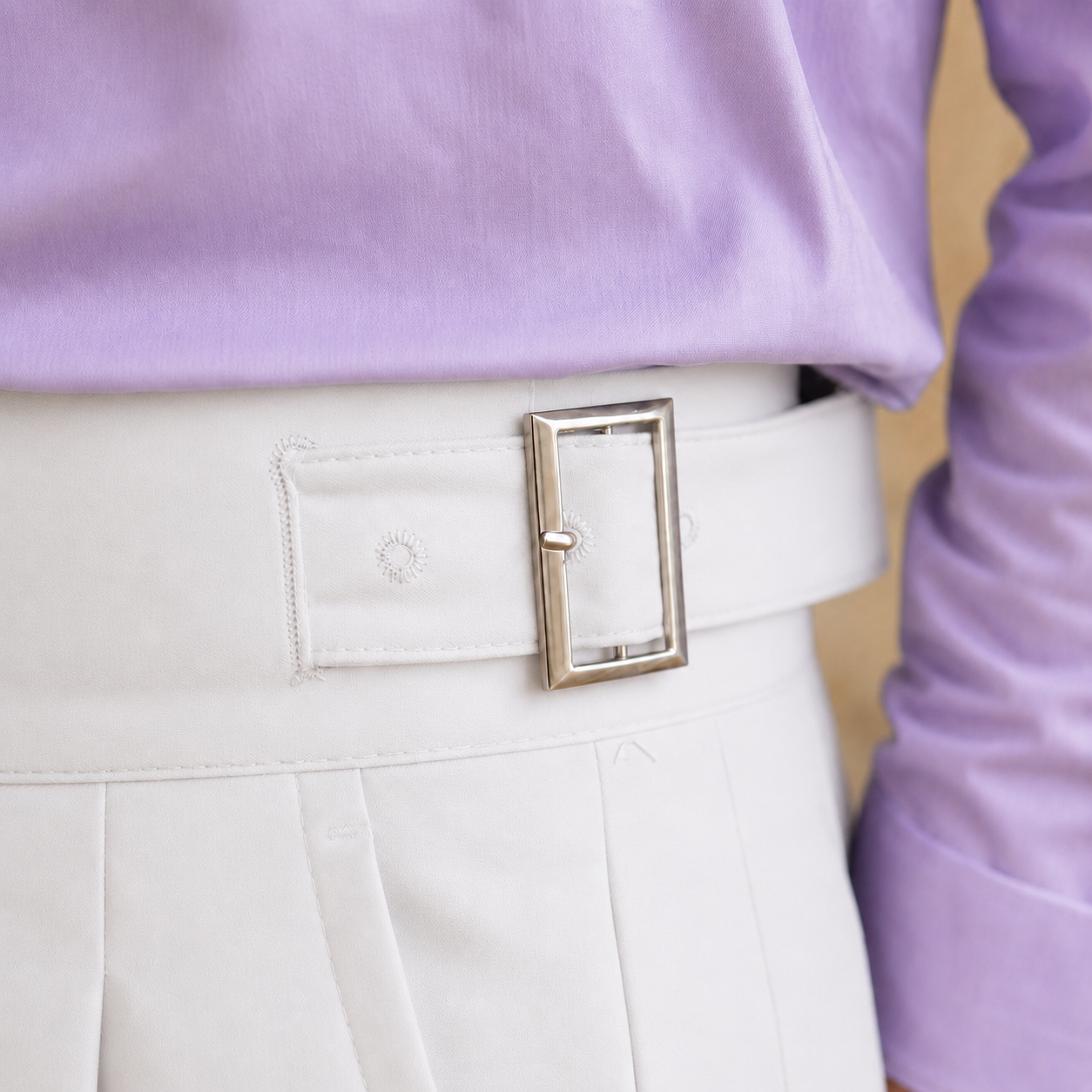 White Classic Double Buckle Gurkha Pant By Sartorio Nero