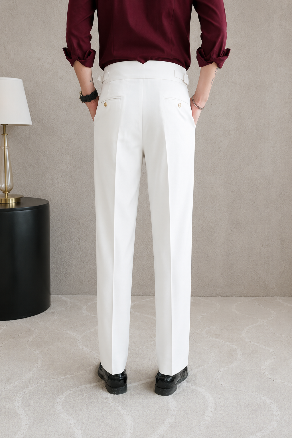 White Exotic Gurkha Pant By Sartorio Nero