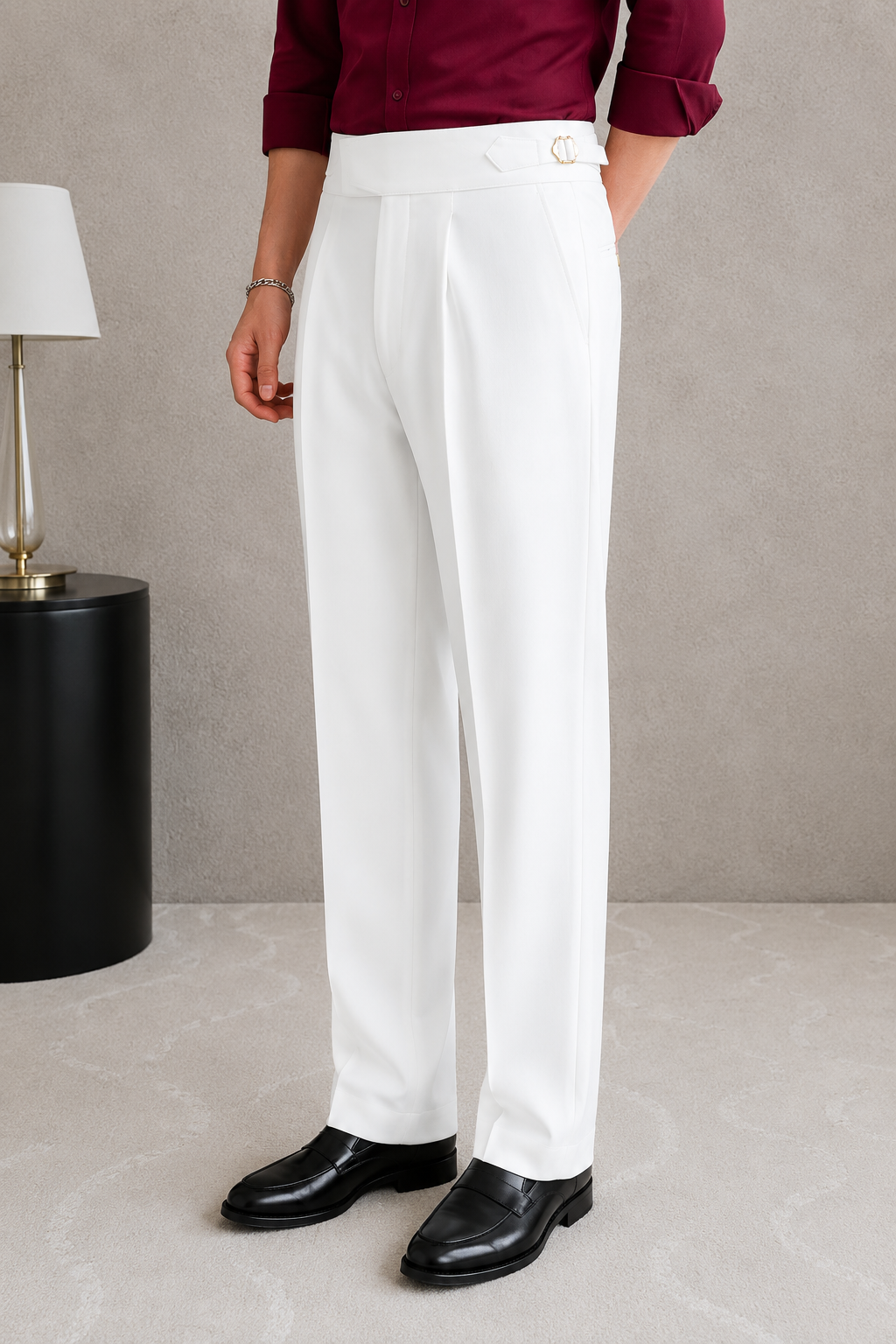 White Exotic Gurkha Pant By Sartorio Nero