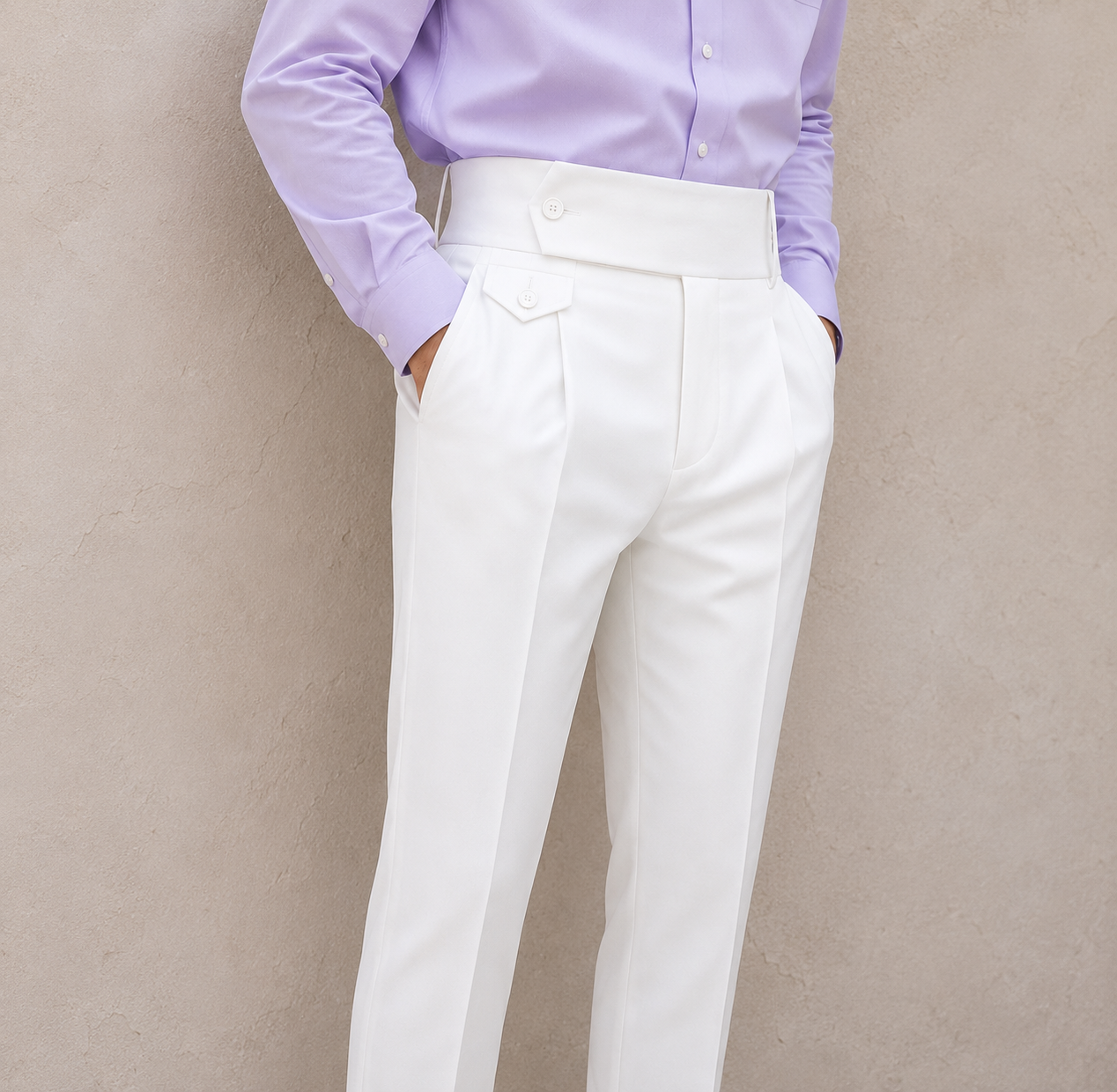 White Flap Signature Gurkha Pant By Sartorio Nero