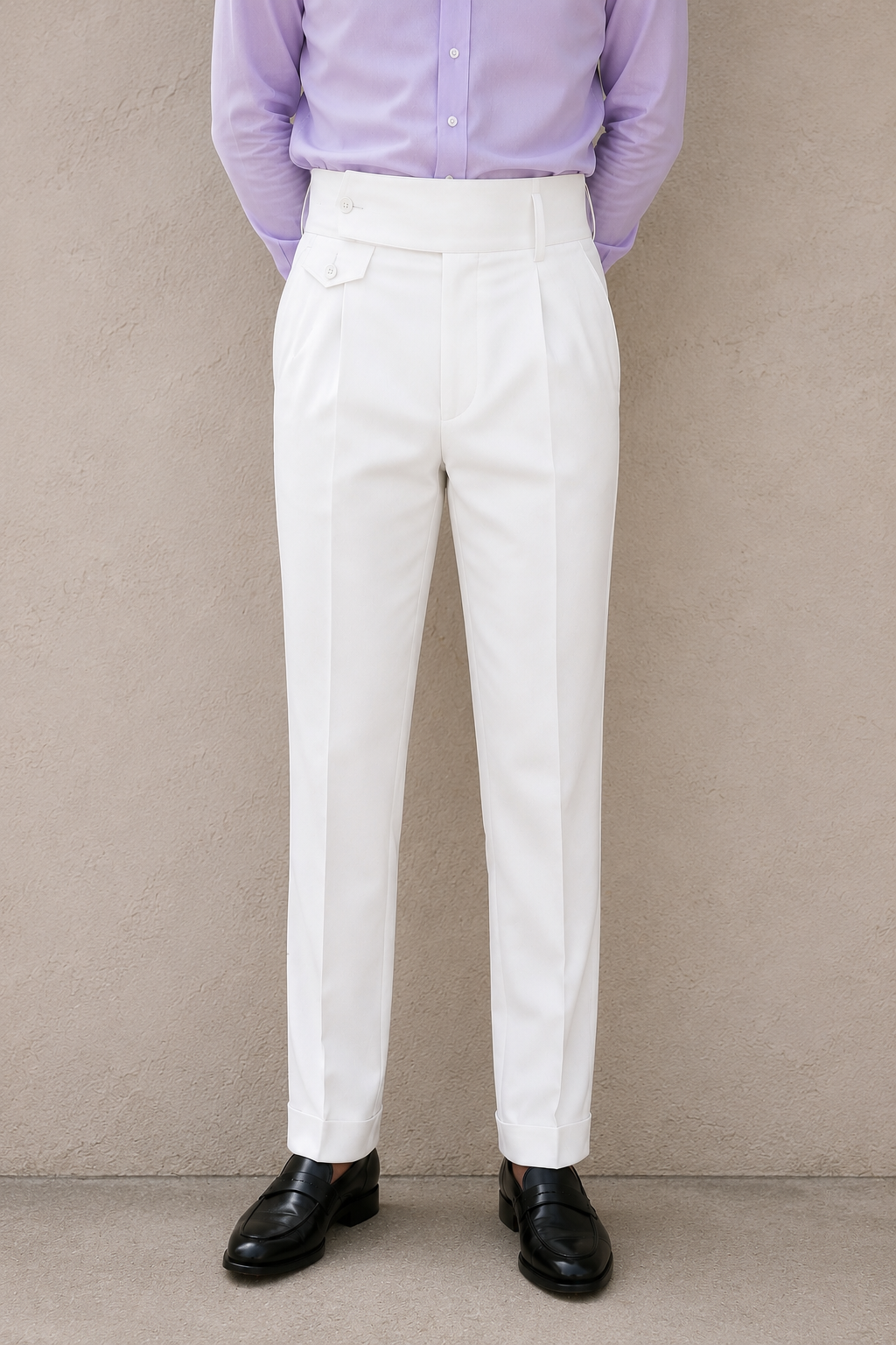 White Flap Signature Gurkha Pant By Sartorio Nero