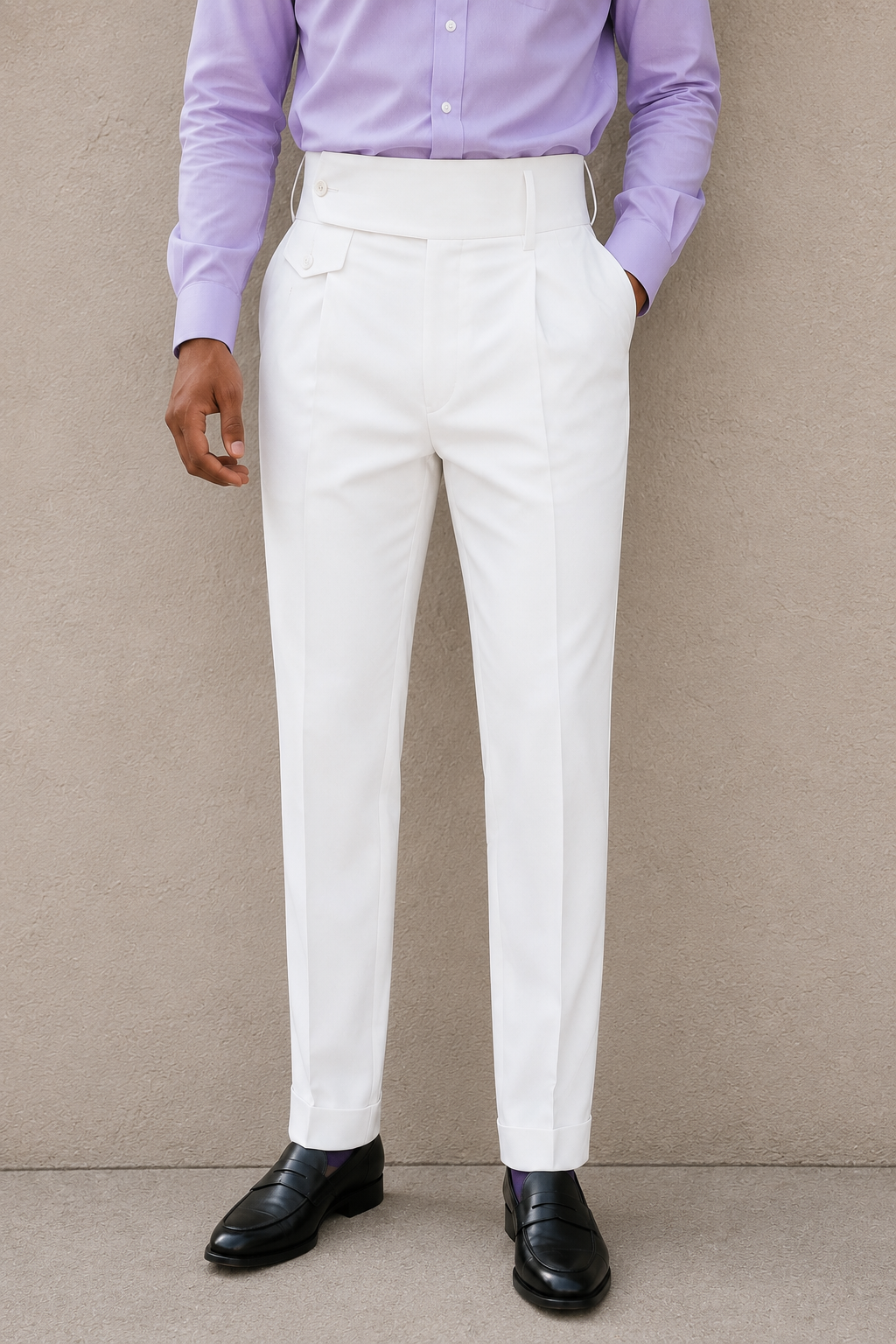 White Flap Signature Gurkha Pant By Sartorio Nero