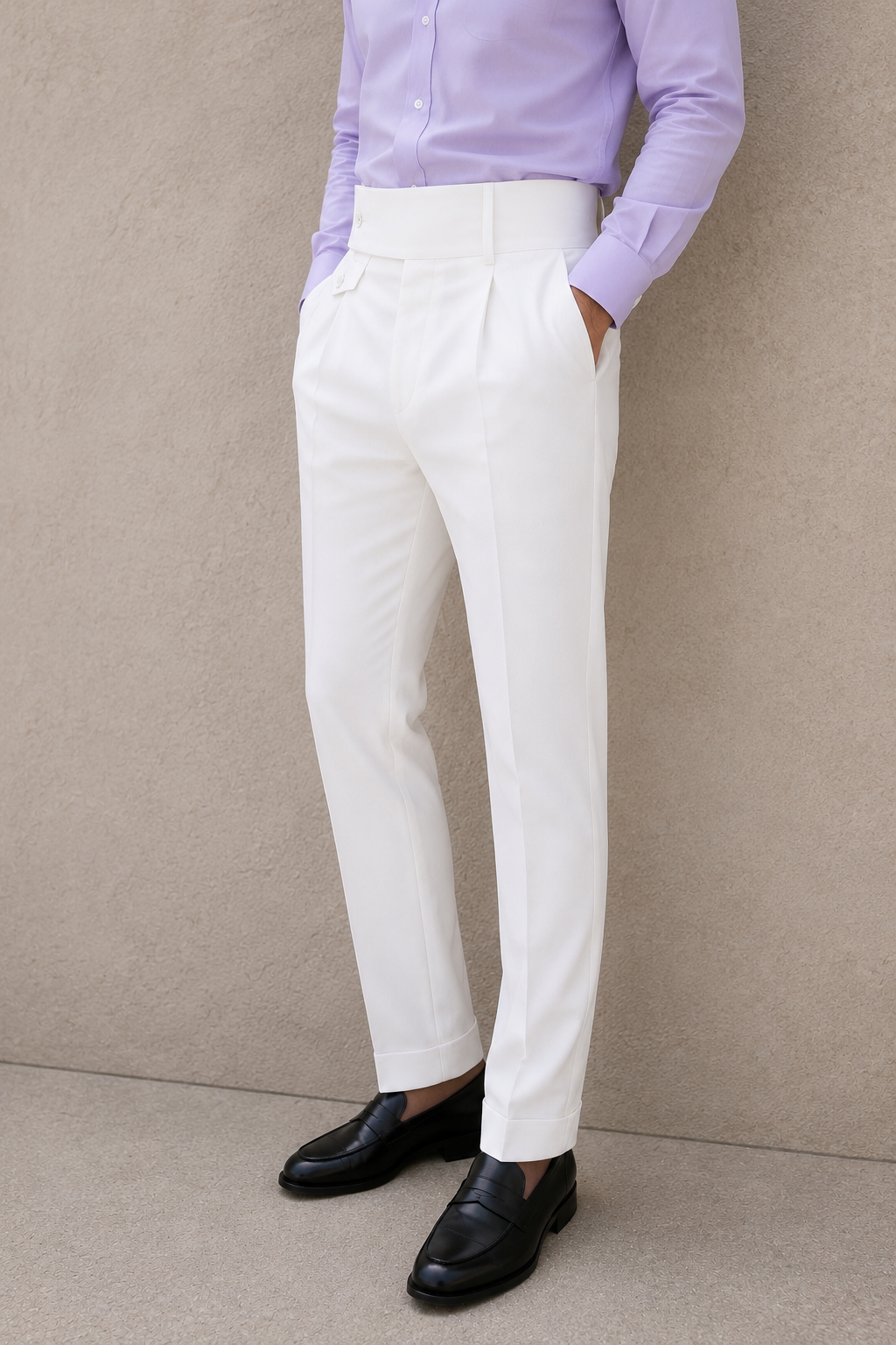 White Flap Signature Gurkha Pant By Sartorio Nero