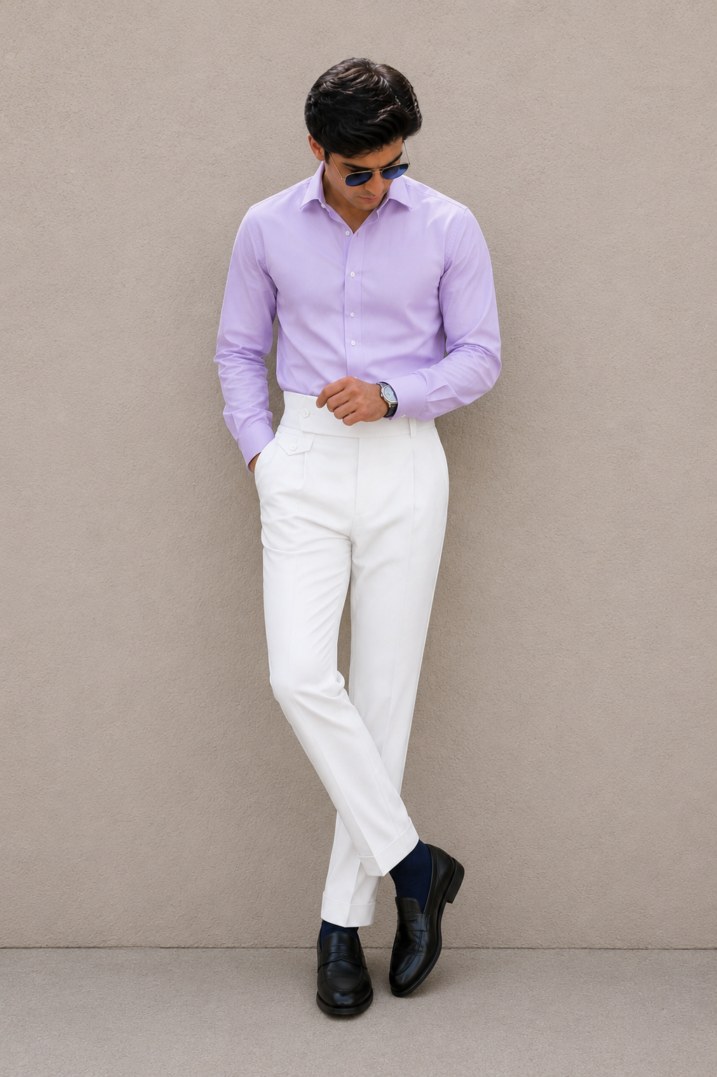 White Flap Signature Gurkha Pant By Sartorio Nero