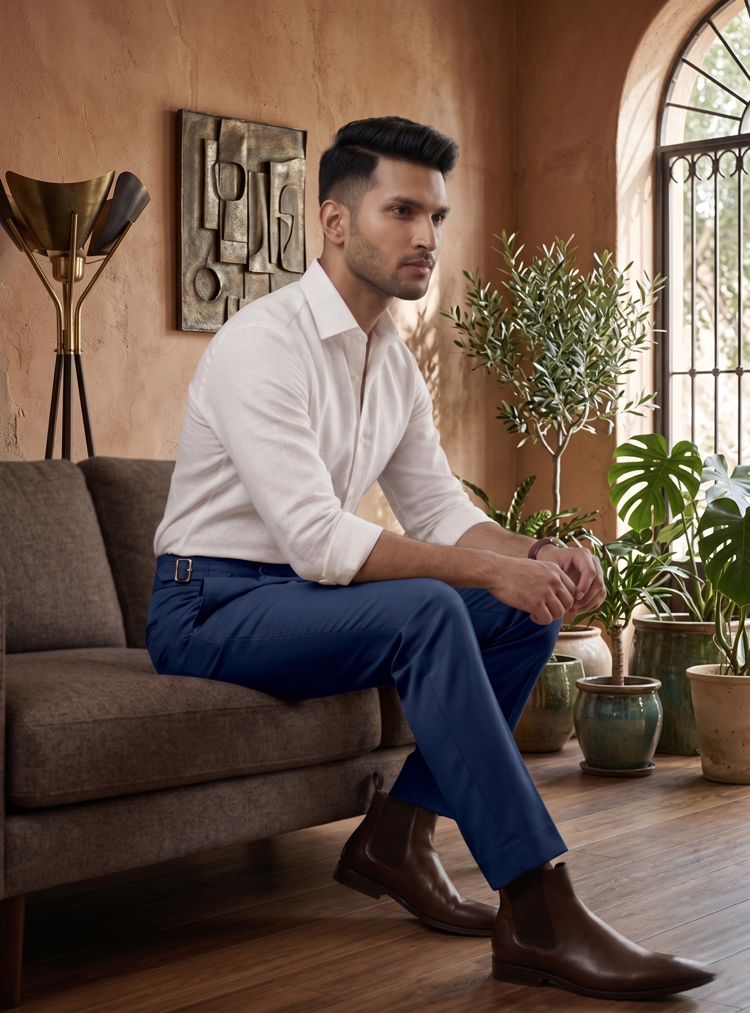 Navy Blue Classic Gurkh Pant By Sartorio Nero