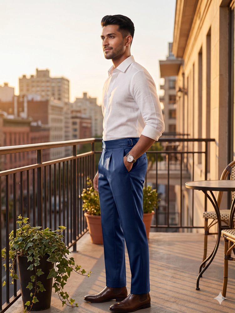 Navy Blue Classic Gurkh Pant By Sartorio Nero