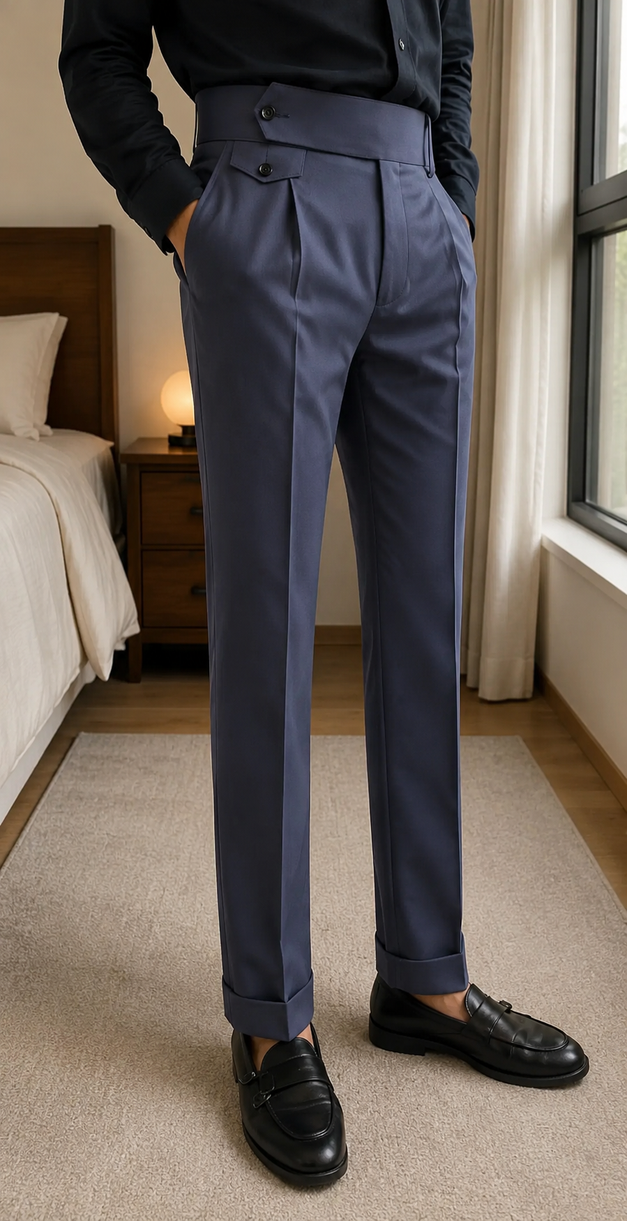 Dark Grey Flap Signature Gurkha Pant By Sartorio Nero