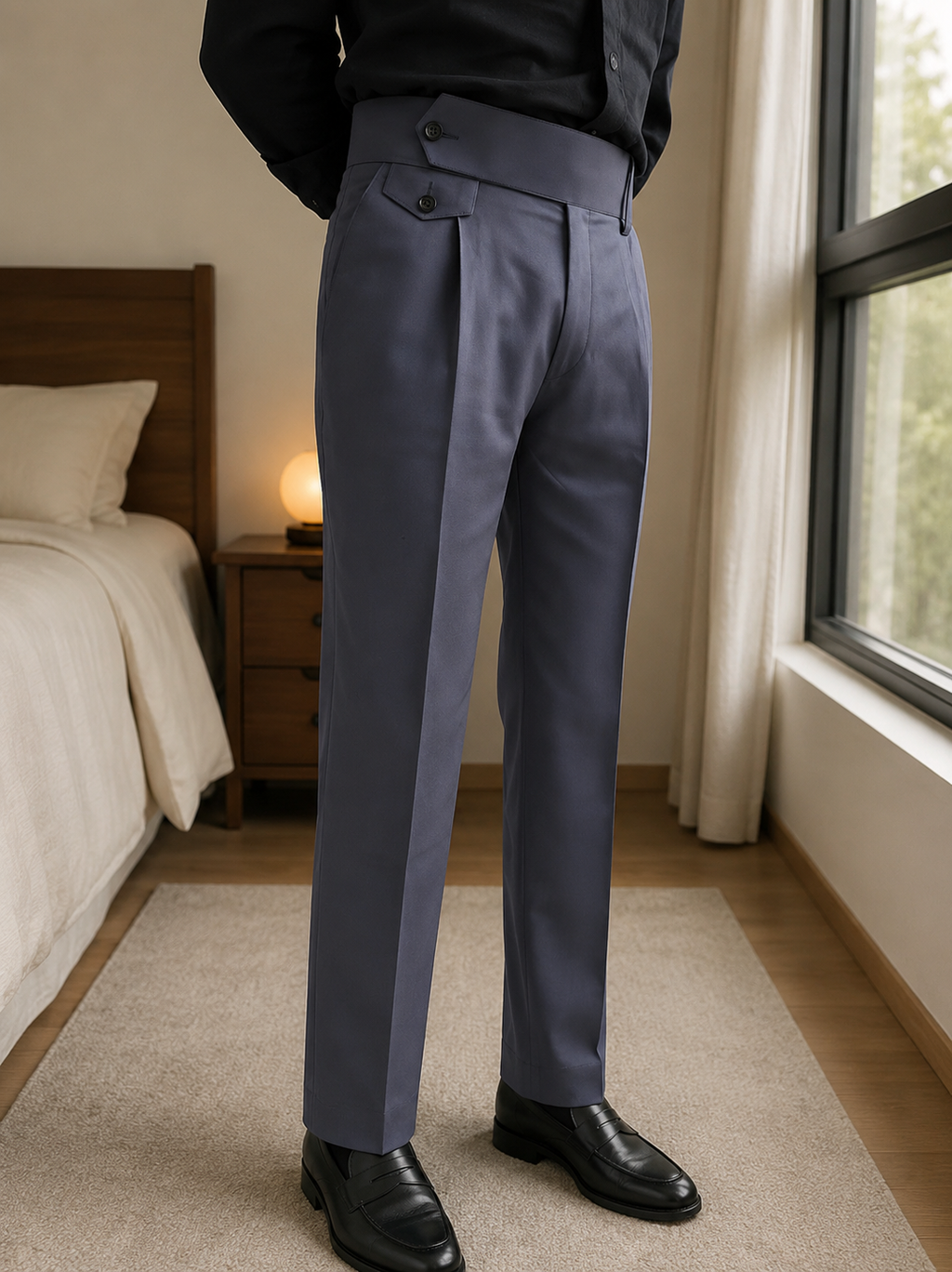 Dark Grey Flap Signature Gurkha Pant By Sartorio Nero