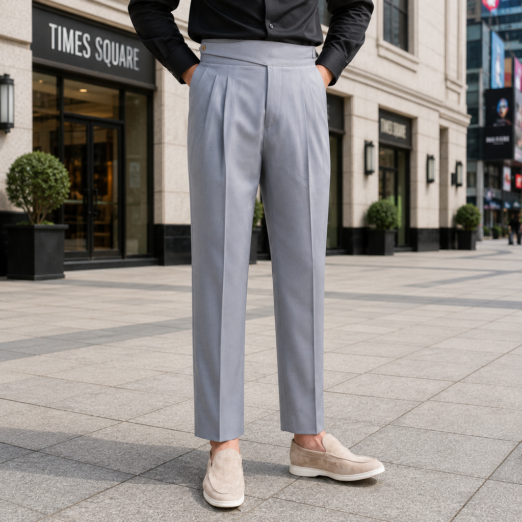 Light Ash Grey Double Button Gurkh Pant By Sartorio Nero