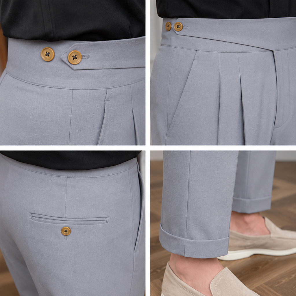 Light Ash Grey Double Button Gurkh Pant By Sartorio Nero