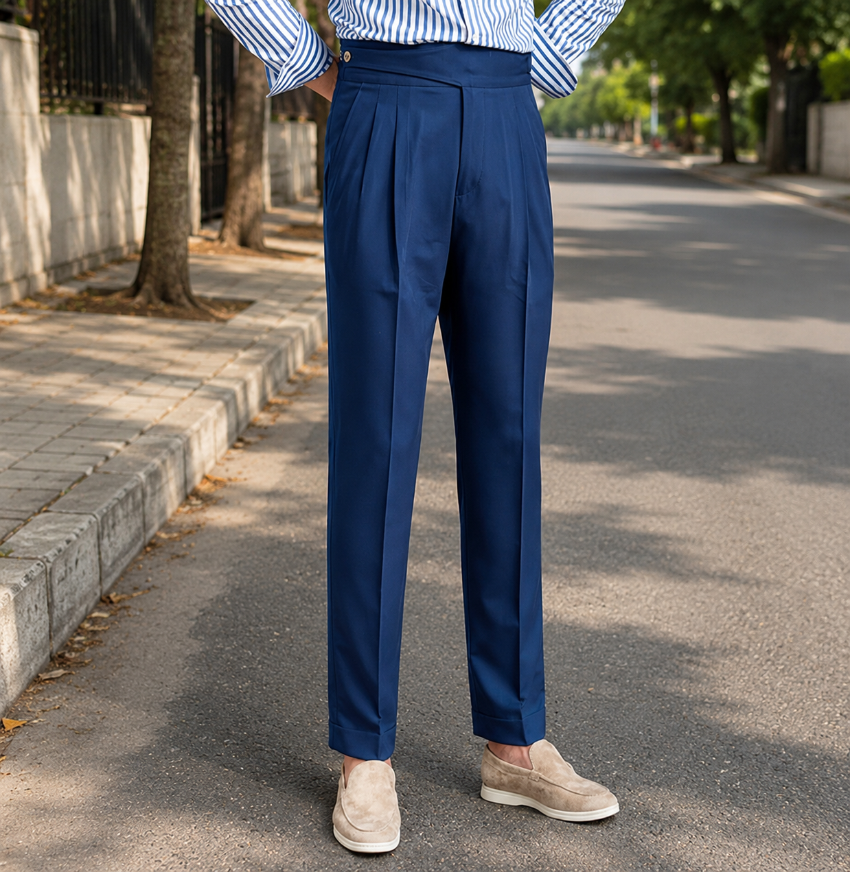 Navy Blue Double Button Gurkh Pant By Sartorio Nero