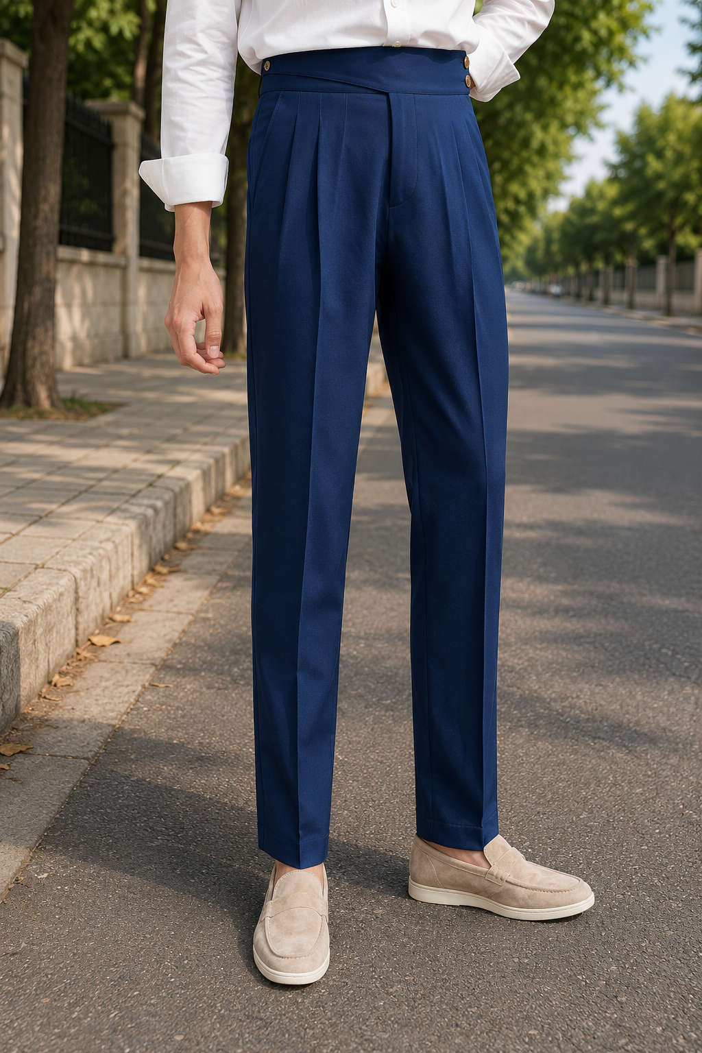 Navy Blue Double Button Gurkh Pant By Sartorio Nero