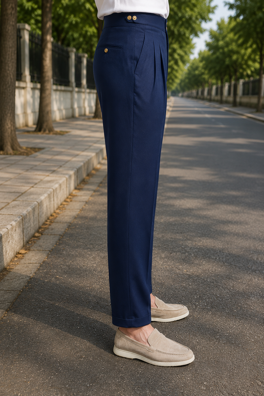 Navy Blue Double Button Gurkh Pant By Sartorio Nero