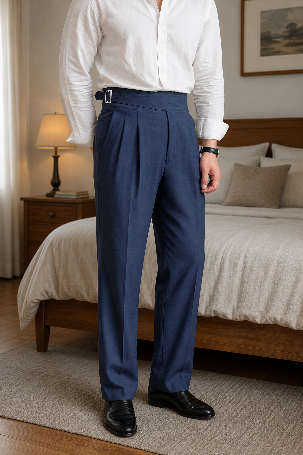 Navy Blue Classic Double Buckle Gurkh Pant By Sartorio Nero